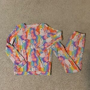 Velveteen by Bunny Knots Colorful Ghost Print Kids Pajama Set
